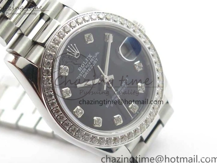 MiroTime 0405 Datejust 31mm 278275 SS Crystal Bezel BP Maker Best Edition Black Dial Crystal on SS President Bracelet Popular 3097